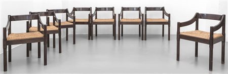 VICO MAGISTRETTI Un insieme di otto poltroncine "Carimate" per CASSINA, 1963....