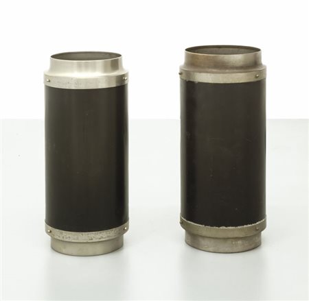 SERGIO MAZZA Due portaombrelli per ARTEMIDE, anni "60. Ottone nichelato...