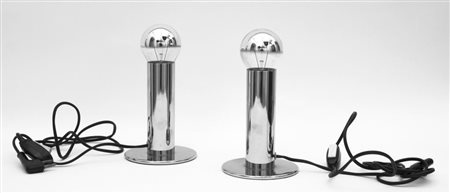 SERGIO MAZZA Due faretti "Goro" per QUATTRIFOLIO DESIGN, 1971. Acciaio...