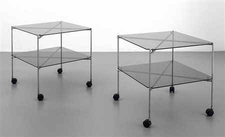 BRUNO MUNARI Una coppia di carrelli "Biplano" per ROBOTS, 1979. Struttura...