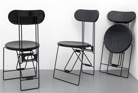 ANDRIES VAN ONCKTre sedie "Cricket" per MAGIS, 1991. Tondino e lamierino di...