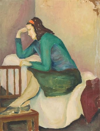 Ada Zanolo, Senza titolo, Olio su cartone, cm. 42x32 Firma in basso a destra....