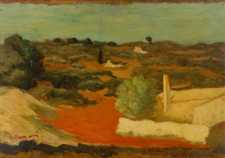 Giacomo Bergomi, Senza titolo, Olio su tavola, cm. 49x70 Firma in basso a...