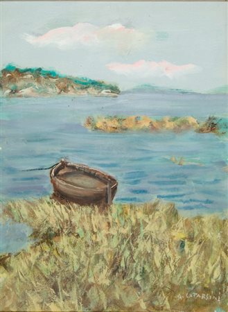 Alfredo Catarsini, Palude, Olio su tavola, cm. 40x30 Firma in basso a destra....