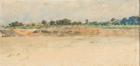 Mario Spinetti, Nettuno, Acquarello su carta, cm. 17x36 Firma in basso a destra.