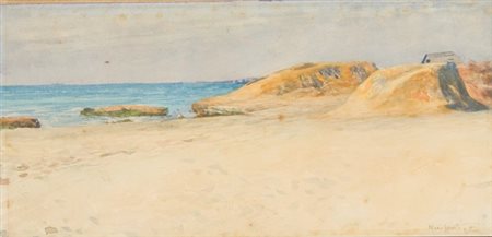 Mario Spinetti, Nettuno, Acquarello su carta, cm. 17x36 Firma in basso a destra.