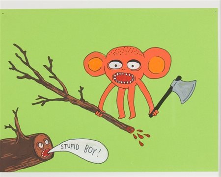 Laurina Paperina, Stupid boy, Tecnica mista su carta, cm. 15x20 Firma sul retro.