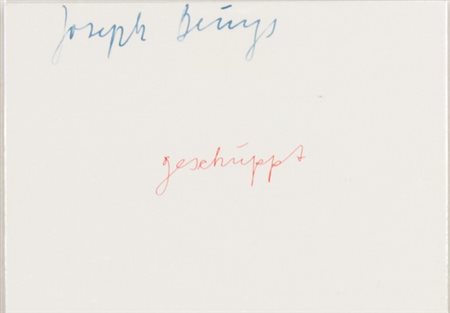 Joseph Beuys, Geschuppt, Postcard, cm. 11x15 Firma in alto al centro.