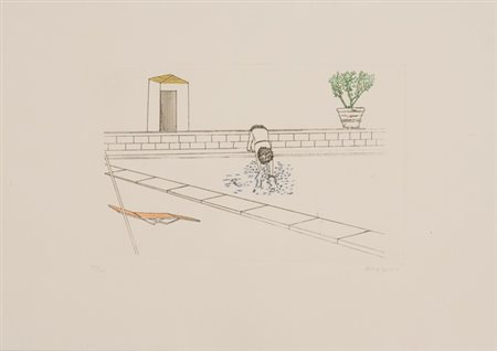 Franco Angeli, Senza titolo, Acquaforte su carta, es. 54/100, cm. 50x70 Firma...