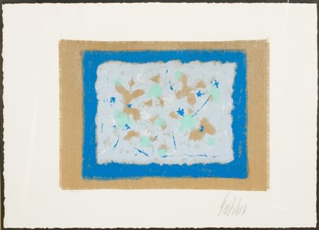 Salvatore Emblema, Senza titolo, Serigrafia su juta su carta, cm. 76x105...