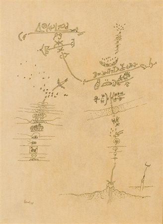 Tullio Pericoli, Senza titolo, 1978 China su carta, cm. 35x25 Firma in basso...