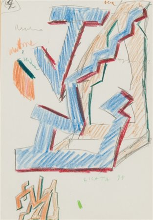 Riccardo Licata, Senza titolo, 1999 Pastello e matita su carta, cm. 23x16...