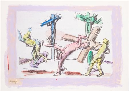 Dario Fo, Senza titolo, 2010 Tecnica mista su carta, cm. 48x68 Firma in basso...