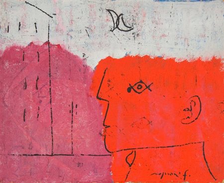 Franco Rognoni, Senza titolo, Tecnica mista su carta intelata, cm. 33x41...