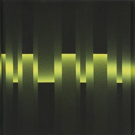 Ennio Finzi, Cromo vibrazione nero e giallo, 1976 Acrilico su tela, cm. 30x30...