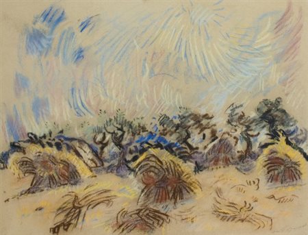 André Masson, La Moisson, 1948 Pastelli su carta, cm. 48x62 Firma in basso a...