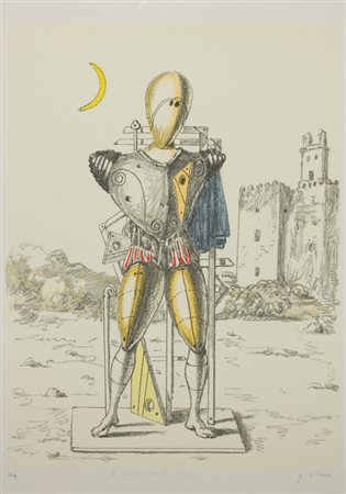 Giorgio de Chirico, Il trovatore con la luna (I° Versione), Litografia su...