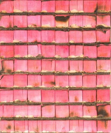 Bernard Aubertin, Dessin de Feu, 1974 Fiammiferi bruciati su cartone , cm....