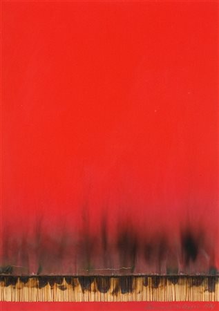 Bernard Aubertin, Bruciatura, 1974 Fiammiferi bruciati su cartone su tavola,...