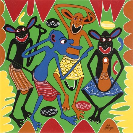 George Lilanga, Wewe umezoea vibaya sana kwa swala la uchoyo, 1998 Olio su...