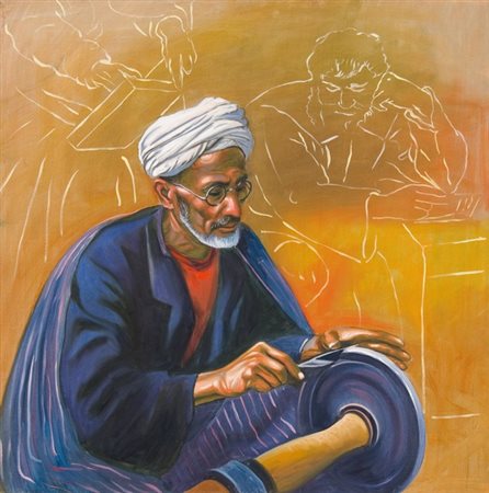 Ali Hassoun, Senza titolo, 2004 Olio su tela, cm. 80x80 Firma sul retro....