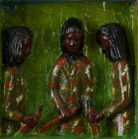 Cheff Mwai, Senza titolo, 2000 Tecnica mista su legno, cm. 20x20x5 Firma sul...