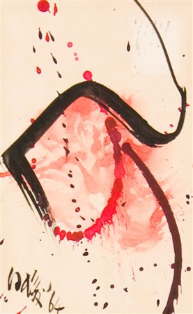 Kazuo Shiraga, Work, 1964 Gouache su carta, cm. 14x9 Firma in basso a...