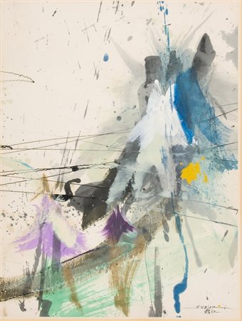 Takashi Suzuki, Senza titolo, 1962 Tecnica mista su carta, cm. 53x41 Firma in...