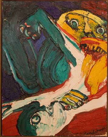 Bengt Lindstrom, Kannibalen, Olio materico su tela, cm. 146x114 Firma in...