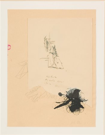 Sandro Chia, Composizione, 1975 Collage e tecnica mista su carta, cm. 40x30...