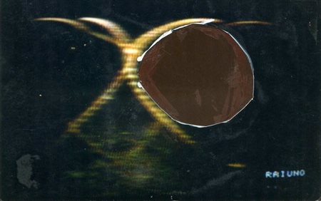 Mario Schifano, Senza titolo, 1990/95 Tecnica mista su foto, cm. 10x15 Firma...