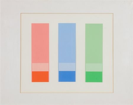 Antonio Calderara, Senza titolo, Collage e serigrafia su carta, cm. 29x34...