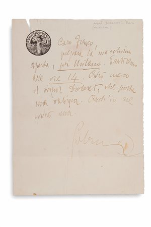 D'ANNUNZIO, Gabriele (1863-1938) - Due lettere e nove buste autografe...