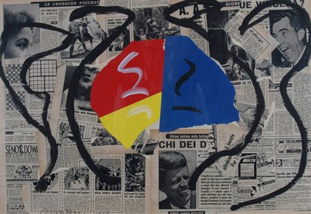 CARMASSI ARTURO (Lucca 1925) "Senza titolo" 1981 tecnica mista e collage su...