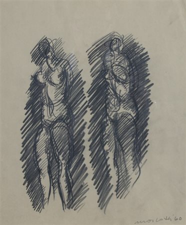 MORLOTTI ENNIO (Lecco 1919 - Milano 1992) "Studio di figure" 1960 Matita su...