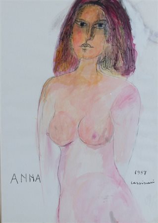CASSINARI BRUNO (Piacenza 1912 - Milano 1992) "Anna" 1987 Guache su carta cm....