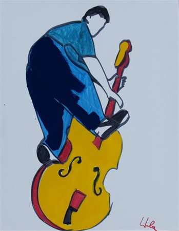 LODOLA MARCO (Dorno Pavia 1955) "Jazz" Olio su tela cm. H: 50.00 L: 40.00...