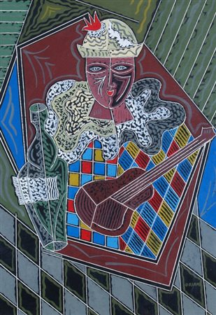ORIANI PIPPO (Torino 1909 - Torino 1972) "Arlecchino con chitarra e...