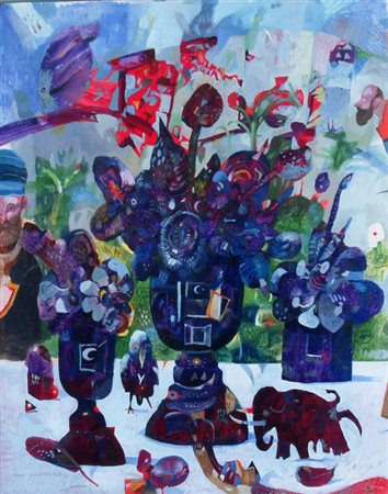 POSSENTI ANTONIO (Lucca 1933) "Un giardino" Olio su tavola cm. H: 50.00 L:...