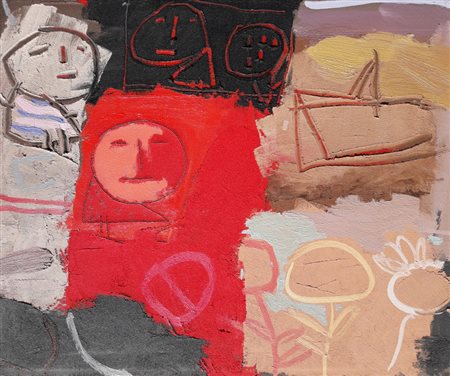 ASVERI GIANFRANCO (Fiorenzuola D'Adda 1948) "Incontro" 1993 Olio e tecnica...