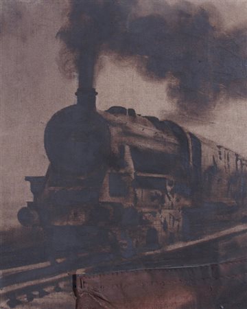 PIGNATELLI LUCA (Milano 1962) "Treno" 1999 Olio su tela ferroviaria cm. H:...