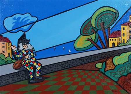 ORIANI PIPPO (Torino 1909 - Torino 1972) "Serenata in riviera" 1960-1970 Olio...