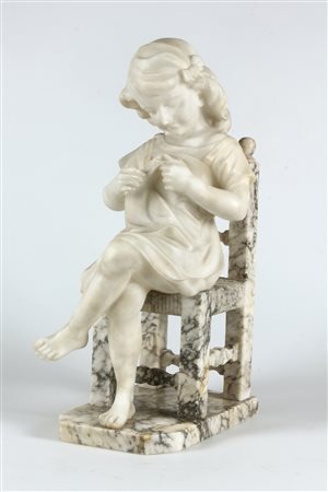 MESSINA FRANCESCO (1900 - 1995) Bambina. 1945. Scultura in marmo. Cm 17,50 x...