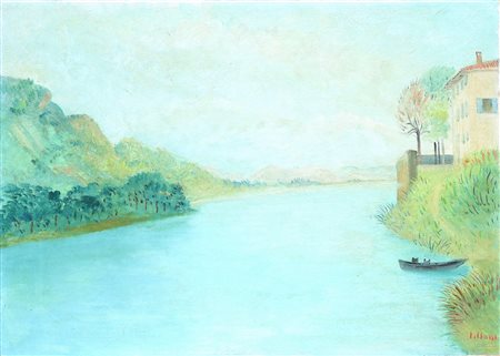 LILLONI UMBERTO (1898 - 1980) L'Adda a Pescarenico. 1937. Olio su tela . Cm...