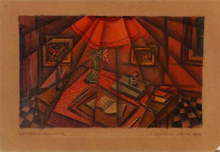 RAPUZZI LUIGI (1905 - 1968) Lettera + margherita. 1926. Tecnica mista su...