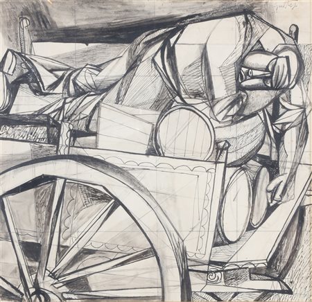 GUTTUSO RENATO (1912 - 1987) Senza titolo. . 1946. Tecnica mista su carta. Cm...