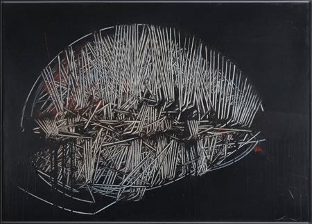 SCANAVINO EMILIO (1922 - 1986) Evoluzione di una forma. 1969. Olio su cartone...