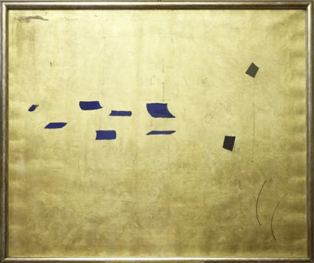 VERMI ARTURO (1928 - 1988) Incontri. 1975. Tecnica mista e foglia d'oro su...