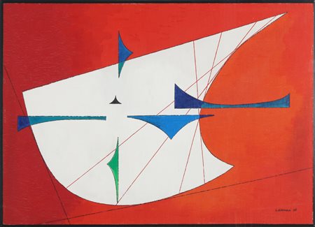 VERONESI LUIGI (1908 - 1998) Composizione D-7. 1968. Olio su tela . Cm 60,00...