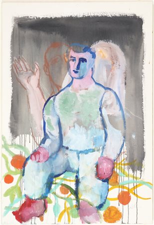 CHIA SANDRO (n. 1946) Senza titolo. Tecnica mista su carta su tela. Cm 72,00...